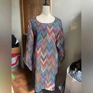 Rock 47 Wrangler Tunic Dress Chevron Boho Flare Sleeve Western Womens Sz Medium